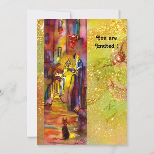 MIDDELEEUWSE STEEG 'S NACHTS IN FLORENCE,rood geel Kaart (Voorkant)