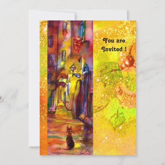 MIDDELEEUWSE STEEG 'S NACHTS IN FLORENCE,rood geel Kaart (Voorkant)