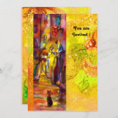 MIDDELEEUWSE STEEG 'S NACHTS IN FLORENCE,rood geel Kaart (Voorkant / Achterkant)