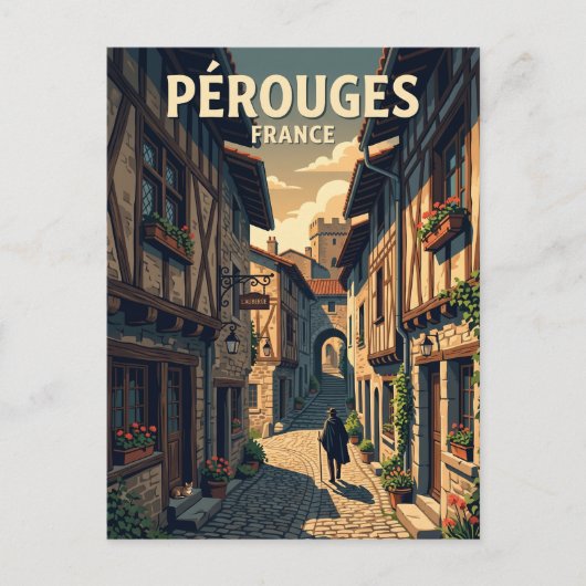 Middeleeuwse Steeg van Pérouges Frankrijk Briefkaart (Voorkant)