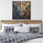 Middeleeuwse steen Gargoyle Dragon Carving Canvas Afdruk (Insitu (Slaapkamer))