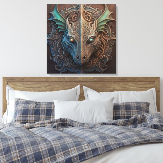 Middeleeuwse steen Gargoyle Dragon Carving Canvas Afdruk (Insitu (Slaapkamer))
