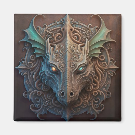 Middeleeuwse steen Gargoyle Dragon Carving Magneet (Voorkant)