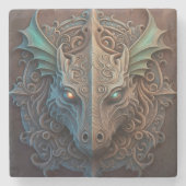 Middeleeuwse steen Gargoyle Dragon Carving Stenen Onderzetter (Voorkant)