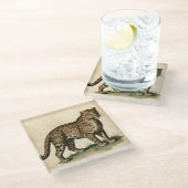 Middeleeuwse sterke luipaardkunst glazen onderzetter (Schuin)