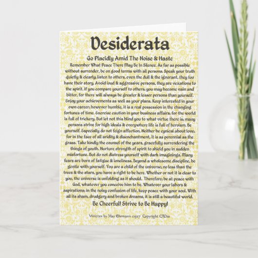 Middeleeuwse stijl DESIDERATA Kaart (Voorkant)