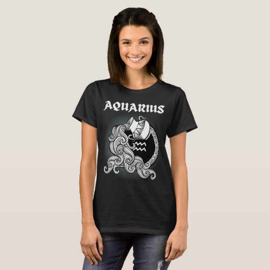 Middeleeuwse stijl Zodiac Aquarius T-shirt (Voorkant volledig)