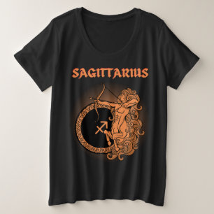 Middeleeuwse stijl Zodiac Sagittarius Grote Maat T-shirt