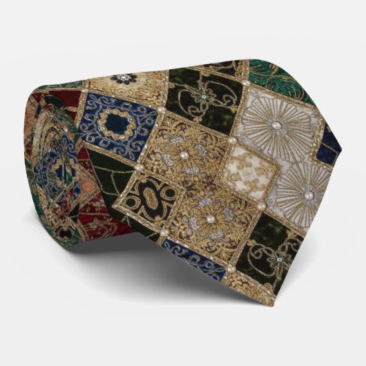 Middeleeuwse Tapijt Patchwork Stropdas (Opgerold)