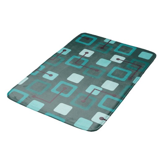 Middeleeuwse Tegels en vierkantjes Blauwgroen Badmat (Gekanteld)