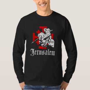 Middeleeuwse Tempeliersridder op oorlogs paard Jer T-shirt