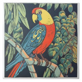 Middeleeuwse tropen: Vivid Parrot & Botanisch Groe Tegeltje (Voorkant)