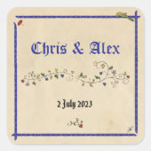 Middeleeuwse trouwstickers vierkante sticker (Voorkant)