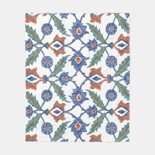 Middeleeuwse Turkse Tegels: Bloemen Ornament. Fleece Deken