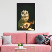 Middeleeuwse Uil Speelt de luit - Antropomorfe Kun Canvas Afdruk (Insitu (Woonkamer))