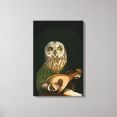 Middeleeuwse Uil Speelt de luit - Antropomorfe Kun Canvas Afdruk (Voorkant)