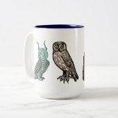 Middeleeuwse uilen tweekleurige koffiemok (Voorkant links)