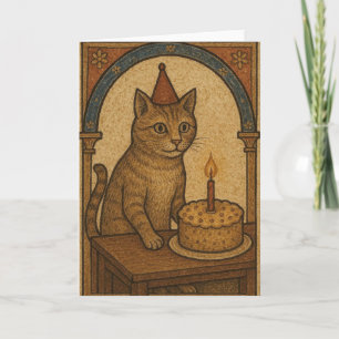 Middeleeuwse Verjaardag Kat Kaart