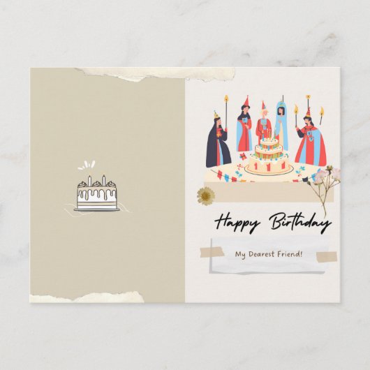 Middeleeuwse verjaardagskaart briefkaart (Voorkant)