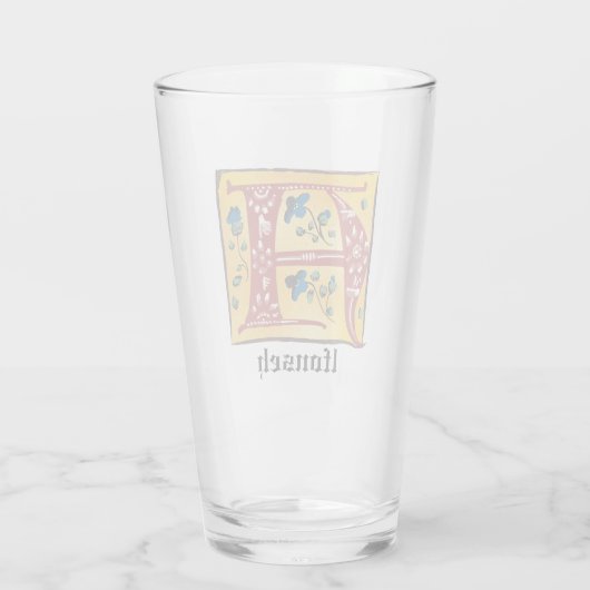 Middeleeuwse verlichte brief A-monogram Glas (Achterkant)