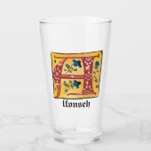 Middeleeuwse verlichte brief A-monogram Glas (Voorkant)