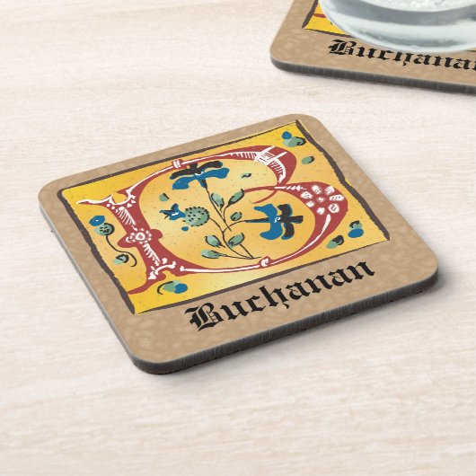 Middeleeuwse verlichte brief met B-monogram Bier Onderzetter (Linkerzijde)