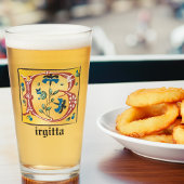 Middeleeuwse verlichte brief met B-monogram Glas