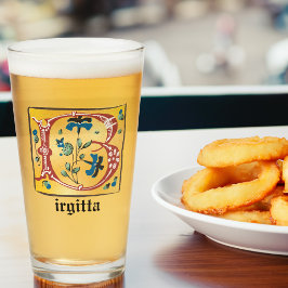 Middeleeuwse verlichte brief met B-monogram Glas