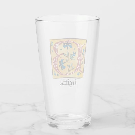 Middeleeuwse verlichte brief met B-monogram Glas (Achterkant)