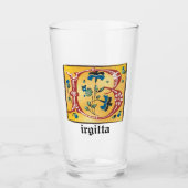 Middeleeuwse verlichte brief met B-monogram Glas (Voorkant)