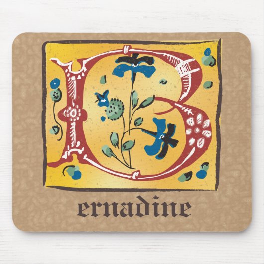 Middeleeuwse verlichte brief met B-monogram Muismat (Voorkant)