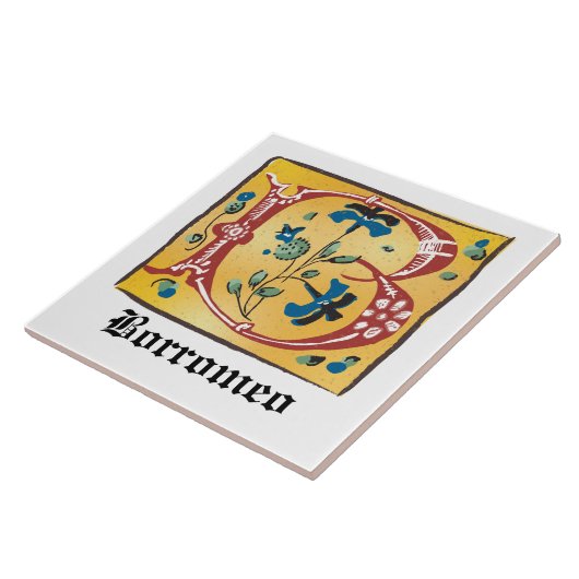 Middeleeuwse verlichte brief met B-monogram Tegeltje (Zijkant)