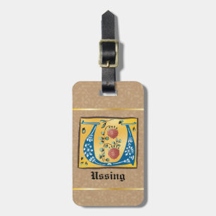 Middeleeuwse verlichte brief met U-monogram Bagagelabel