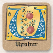 Middeleeuwse verlichte brief met U-monogram Bier Onderzetter (Voorkant)