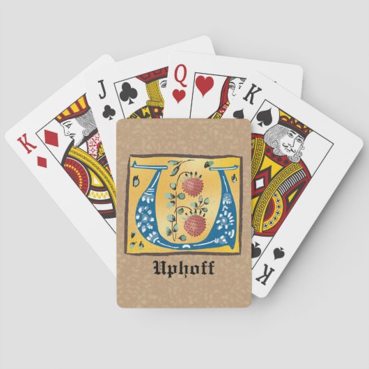 Middeleeuwse verlichte brief met U-monogram Pokerkaarten (Achterkant)