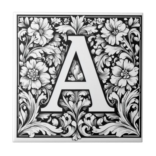 Middeleeuwse verlichte letter A Tegeltje (Voorkant)