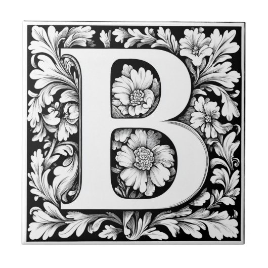 Middeleeuwse verlichte letter B Tegeltje (Voorkant)