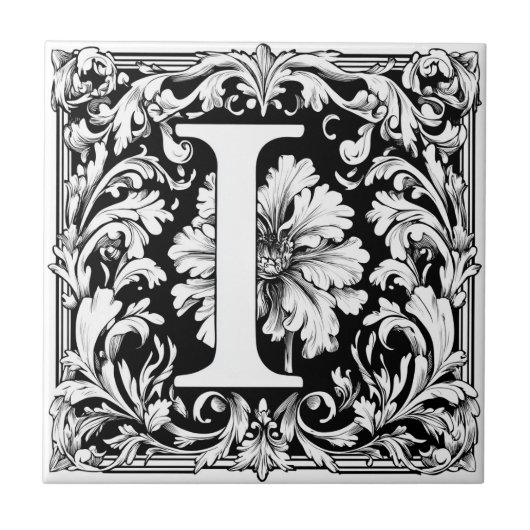 Middeleeuwse verlichte letter I Tegeltje (Voorkant)