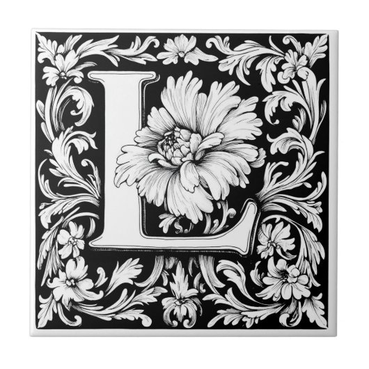 Middeleeuwse verlichte letter L Tegeltje (Voorkant)