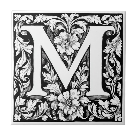 Middeleeuwse verlichte letter M Tegeltje (Voorkant)