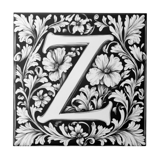 Middeleeuwse verlichte letter Z Tegeltje (Voorkant)