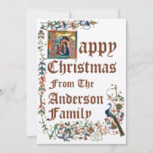 Middeleeuwse verlichte Manuscript kerststal Feestdagenkaart (Voorkant)