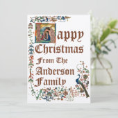 Middeleeuwse verlichte Manuscript kerststal Feestdagenkaart (Staand voorkant)