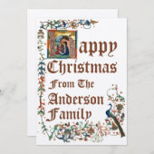 Middeleeuwse verlichte Manuscript kerststal Feestdagenkaart (Voorkant / Achterkant)