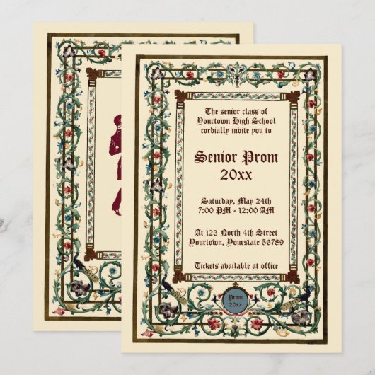 middeleeuwse verlichte prom kaart (Voorkant / Achterkant)