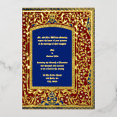 Middeleeuwse verlichte stijl Bloemen Lijst bruilof Folie Uitnodiging (Voorkant)