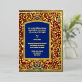 Middeleeuwse verlichte stijl Bloemen Lijst bruilof Folie Uitnodiging (Staand Voorkant)