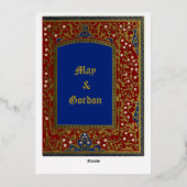 Middeleeuwse verlichte stijl Bloemen Lijst bruilof Folie Uitnodiging (Achterkant)