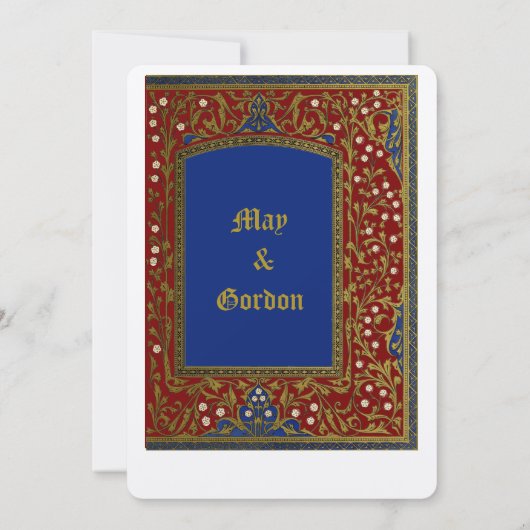 Middeleeuwse verlichte stijl Bloemen Lijst bruilof Kaart (Achterkant)