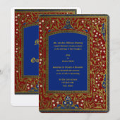 Middeleeuwse verlichte stijl Bloemen Lijst bruilof Kaart (Voorkant / Achterkant)